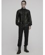 Punk Rave Black Vinatge Gothic Glossy Chiffon Applique Fitted Shirt for Men