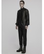 Punk Rave Black Vinatge Gothic Glossy Chiffon Applique Fitted Shirt for Men