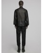 Punk Rave Black Vinatge Gothic Glossy Chiffon Applique Fitted Shirt for Men
