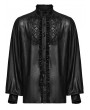 Punk Rave Black Vinatge Gothic Glossy Chiffon Applique Fitted Shirt for Men