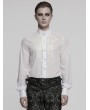 Punk Rave White Vinatge Gothic Glossy Chiffon Applique Fitted Shirt for Men