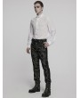 Punk Rave White Vinatge Gothic Glossy Chiffon Applique Fitted Shirt for Men