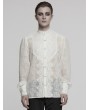 Punk Rave White Vintage Gothic Embroidered Chiffon Shirt for Men