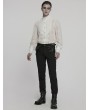 Punk Rave White Vintage Gothic Embroidered Chiffon Shirt for Men