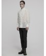 Punk Rave White Vintage Gothic Embroidered Chiffon Shirt for Men