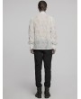 Punk Rave White Vintage Gothic Embroidered Chiffon Shirt for Men