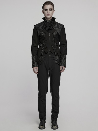 Punk Rave Black Gothic Luxury Gentleman's Swallow Tailed Suit Jacket