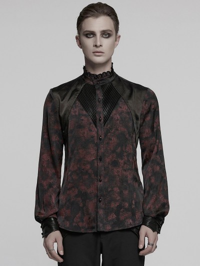 Punk Rave Black and Red Vintage Gothic Fitted Shirt for Men