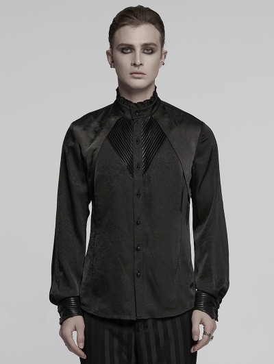 Punk Rave Black Vintage Gothic Fitted Shirt for Men