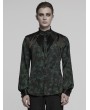 Punk Rave Black and Green Vintage Gothic Fitted Shirt for Men
