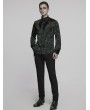 Punk Rave Black and Green Vintage Gothic Fitted Shirt for Men