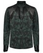 Punk Rave Black and Green Vintage Gothic Fitted Shirt for Men