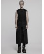 Punk Rave Black Gothic Punk Distressed Zipper Long Vest for Men