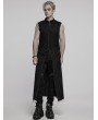 Punk Rave Black Gothic Punk Distressed Zipper Long Vest for Men