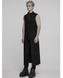 Punk Rave Black Gothic Punk Distressed Zipper Long Vest for Men