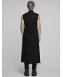 Punk Rave Black Gothic Punk Distressed Zipper Long Vest for Men