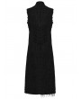 Punk Rave Black Gothic Punk Distressed Zipper Long Vest for Men