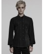 Punk Rave Black Gothic Striped Flocked Double-Breasted Shirt for Men