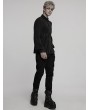 Punk Rave Black Gothic Striped Flocked Double-Breasted Shirt for Men