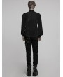 Punk Rave Black Gothic Striped Flocked Double-Breasted Shirt for Men