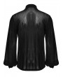 Punk Rave Black Gothic Striped Flocked Double-Breasted Shirt for Men