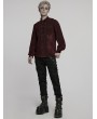 Punk Rave Red Gothic Striped Flocked Double-Breasted Shirt for Men