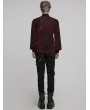 Punk Rave Red Gothic Striped Flocked Double-Breasted Shirt for Men