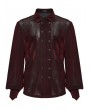 Punk Rave Red Gothic Striped Flocked Double-Breasted Shirt for Men