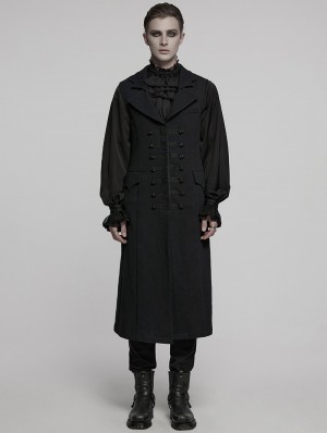 Punk Rave Black Gothic Dark Night Vampire Long Vest for Men