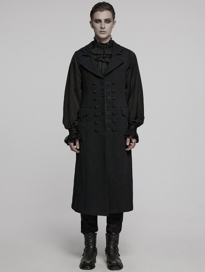 Punk Rave Black Gothic Dark Night Vampire Long Vest for Men