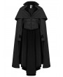 Punk Rave Black Retro Gothic Dark Night Cloak Style Long Jacket for Men