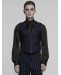 Punk Rave Black and Blue Retro Gothic Steampunk Striped Vest for Men