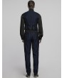 Punk Rave Black and Blue Retro Gothic Steampunk Striped Vest for Men