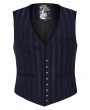 Punk Rave Black and Blue Retro Gothic Steampunk Striped Vest for Men