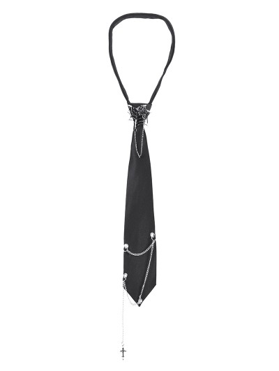 Dark in love Black Gothic Punk Grommet Chain Link Neck Tie