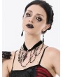 Dark in love Black Gothic Retro Cross Pendant Beaded Chain Choker