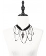 Dark in love Black Gothic Retro Cross Pendant Beaded Chain Choker