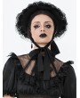 Dark in love Black Gothic Playful Pleated Lace Trim Bow Hat