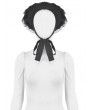 Dark in love Black Gothic Playful Pleated Lace Trim Bow Hat