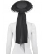 Dark in love Black Gothic Playful Pleated Lace Trim Bow Hat