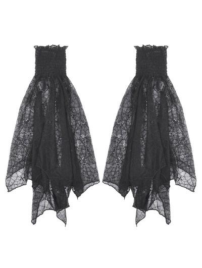 Dark in love Black Gothic Webbed Mesh Flared Lace Arm Sleeves