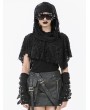 Dark in love Black Gothic Punk Distressed Draped Hooded Capelet for Women