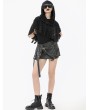 Dark in love Black Gothic Punk Distressed Draped Hooded Capelet for Women