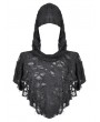 Dark in love Black Gothic Punk Distressed Draped Hooded Capelet for Women