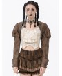 Dark in love Brown Steampunk Vintage Metal Detail Shoulder Cape for Women