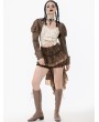 Dark in love Brown Steampunk Vintage Metal Detail Shoulder Cape for Women