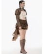 Dark in love Brown Steampunk Vintage Metal Detail Shoulder Cape for Women