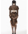 Dark in love Brown Steampunk Vintage Metal Detail Shoulder Cape for Women