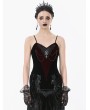 Dark in love Black and Red Romantic Heart Velvet Gothic Corset Top for Women