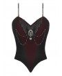 Dark in love Black and Red Romantic Heart Velvet Gothic Corset Top for Women